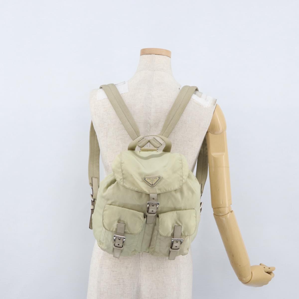 PRADA Backpack Nylon Ivory Silver Auth 173920