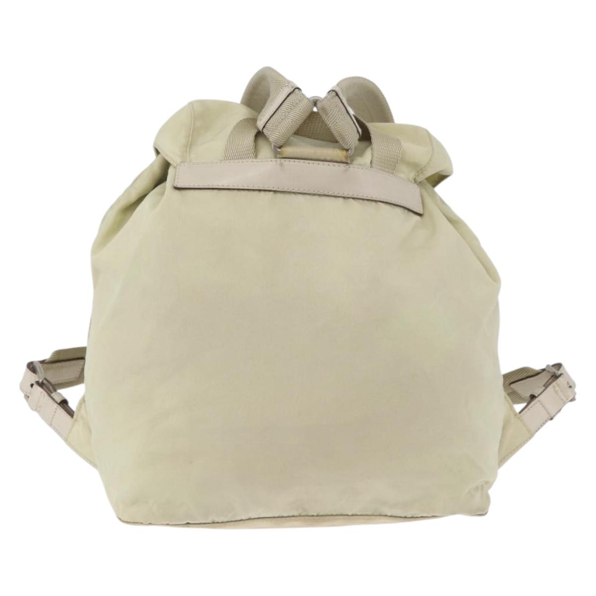 PRADA Backpack Nylon Ivory Silver Auth 173920