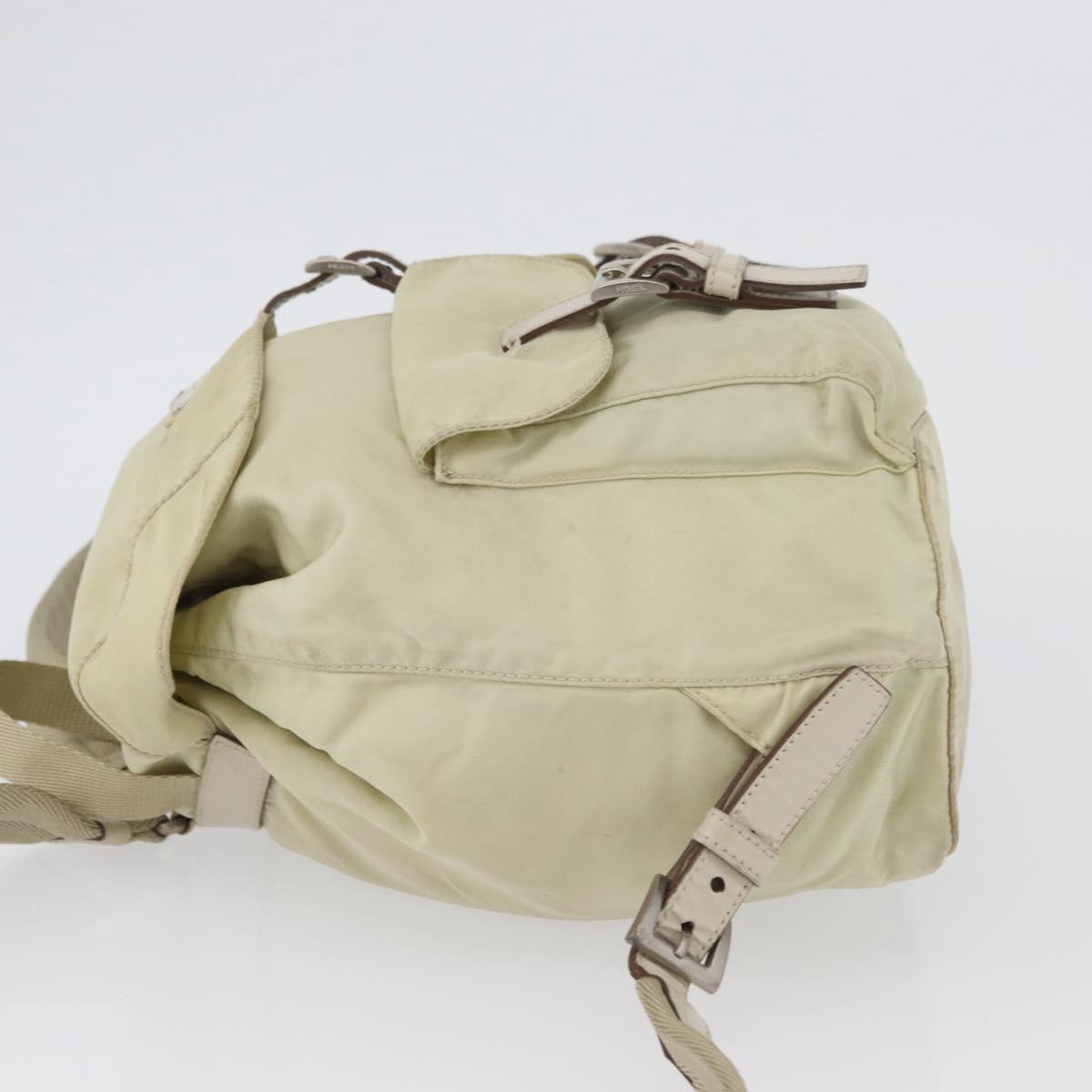 PRADA Backpack Nylon Ivory Silver Auth 173920