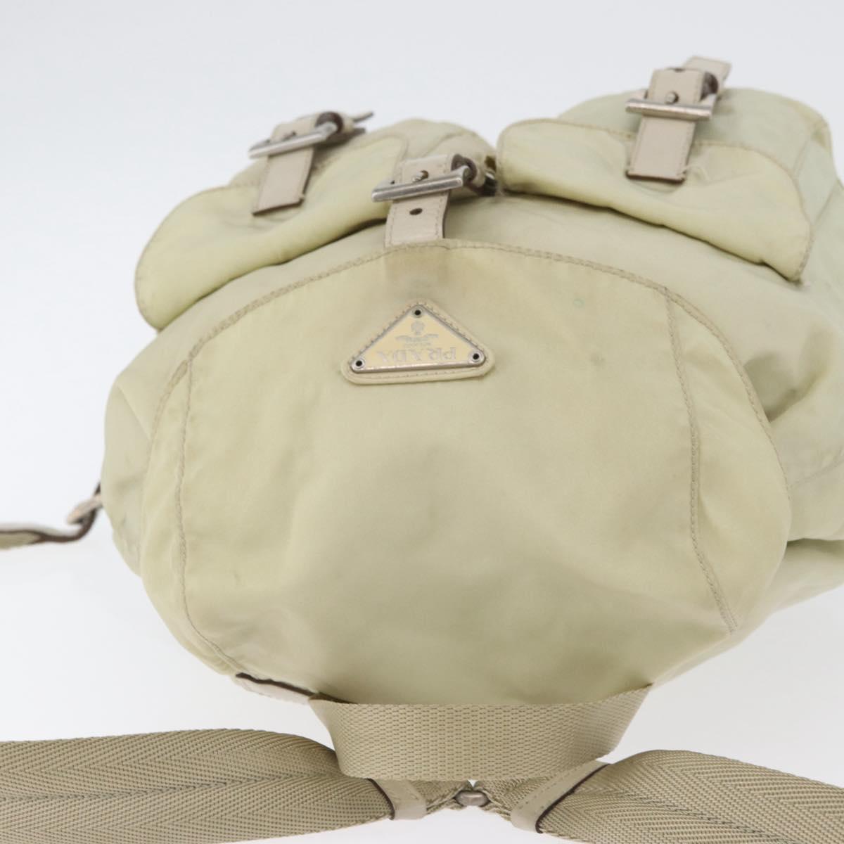PRADA Backpack Nylon Ivory Silver Auth 173920