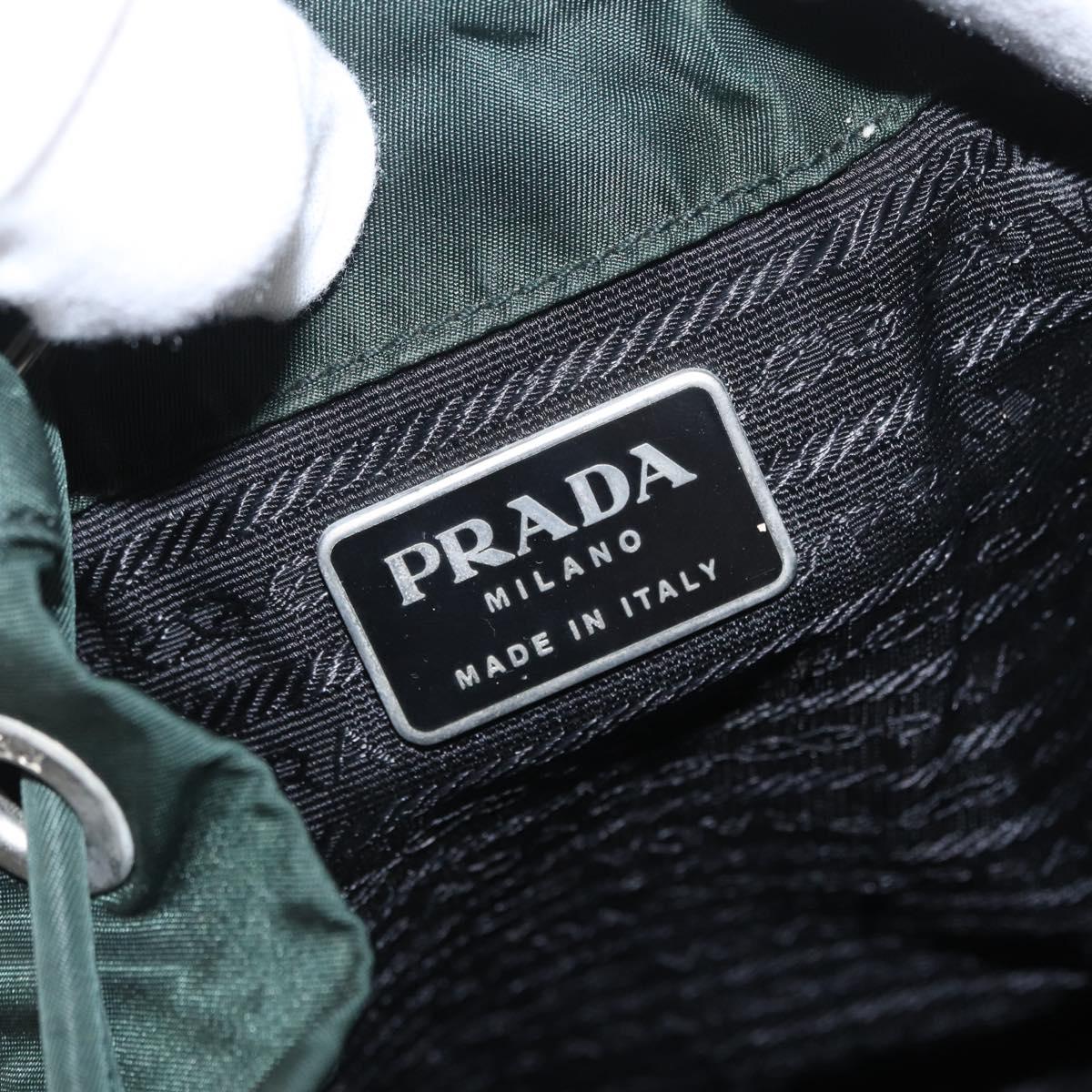 PRADA Backpack Nylon Green Silver Auth 173925