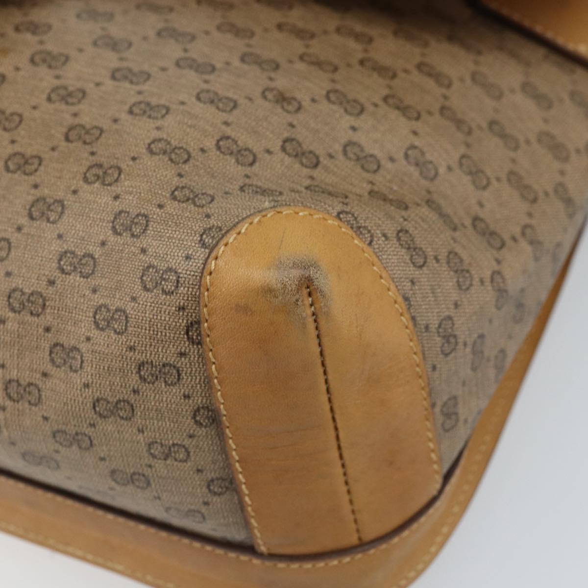GUCCI Micro GG Supreme Shoulder Bag PVC Beige Gold Auth 173930