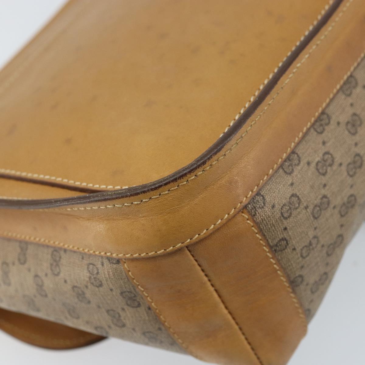 GUCCI Micro GG Supreme Shoulder Bag PVC Beige Gold Auth 173930