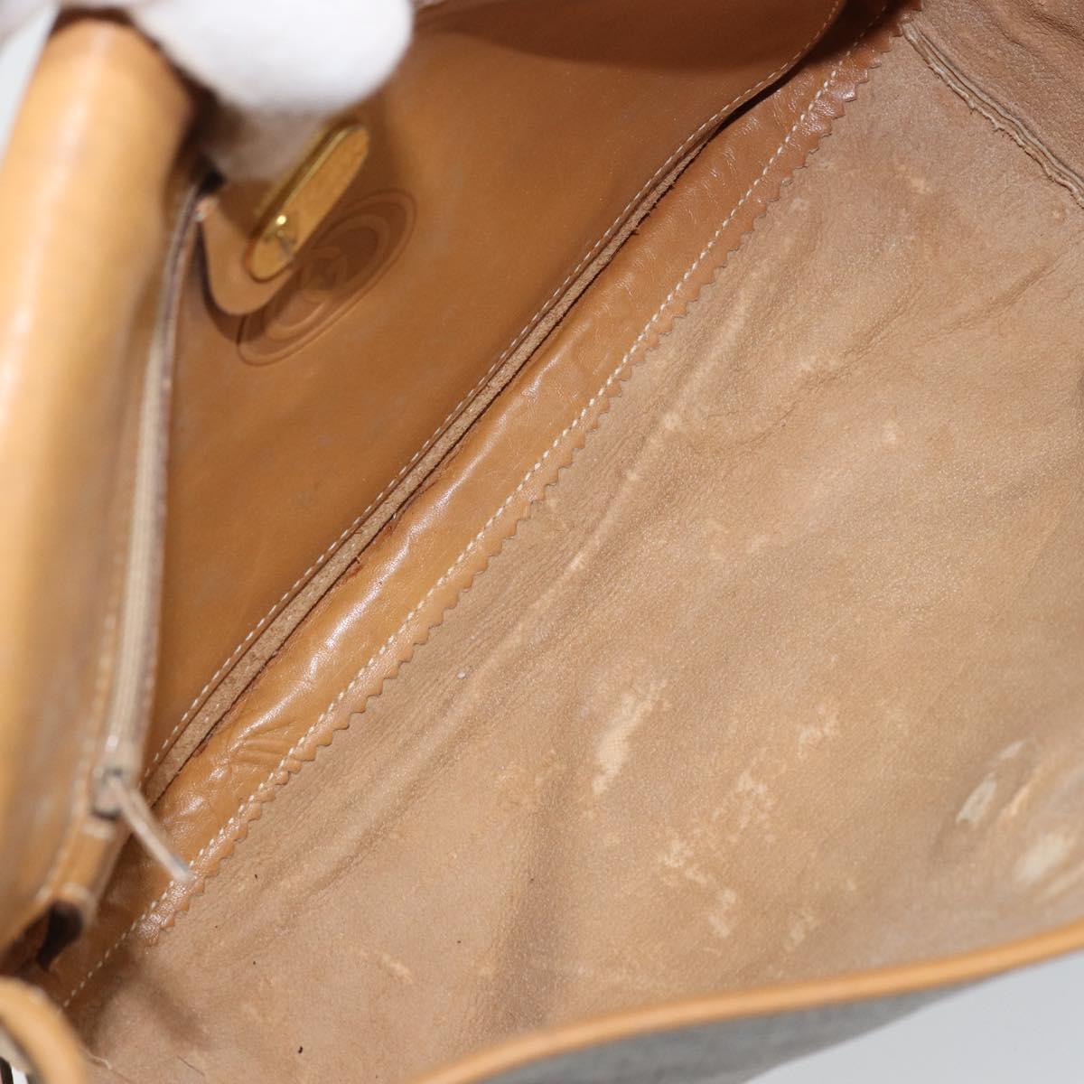 GUCCI Micro GG Supreme Shoulder Bag PVC Beige Gold Auth 173930
