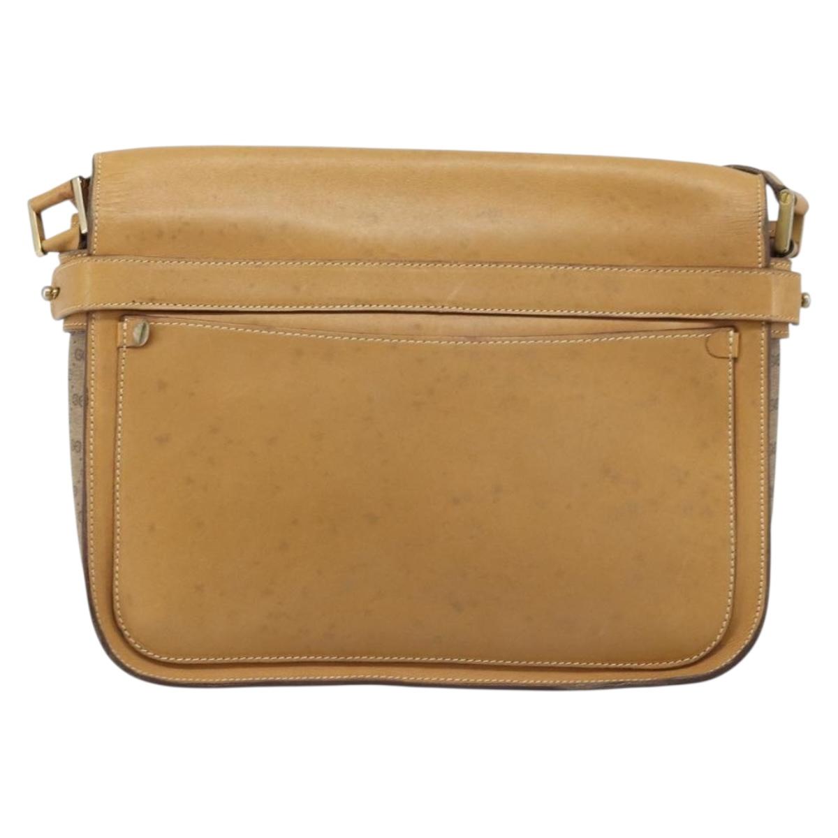 GUCCI Micro GG Supreme Shoulder Bag PVC Beige Gold Auth 173930
