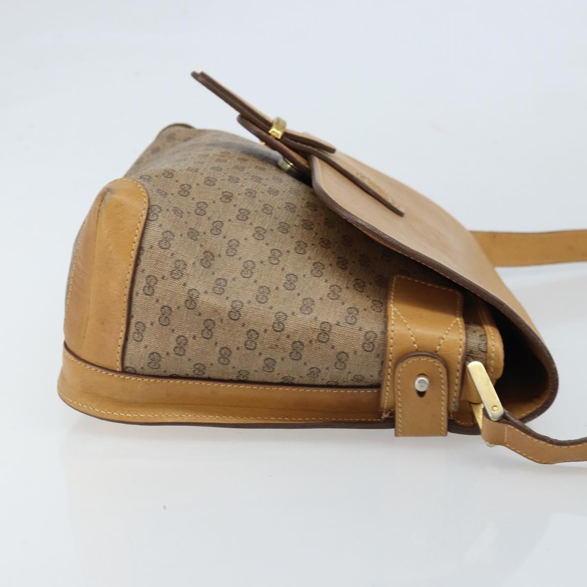 GUCCI Micro GG Supreme Shoulder Bag PVC Beige Gold Auth 173930