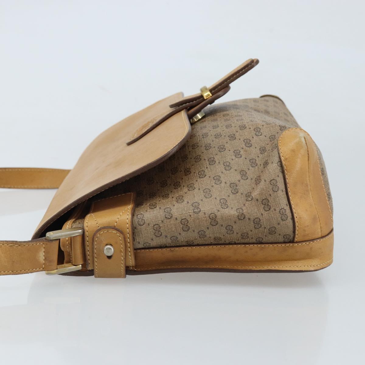 GUCCI Micro GG Supreme Shoulder Bag PVC Beige Gold Auth 173930