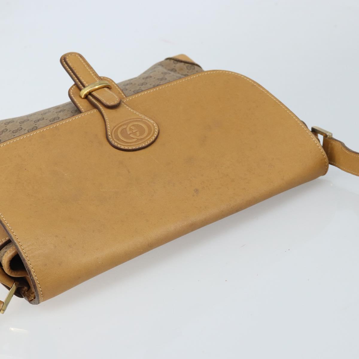 GUCCI Micro GG Supreme Shoulder Bag PVC Beige Gold Auth 173930