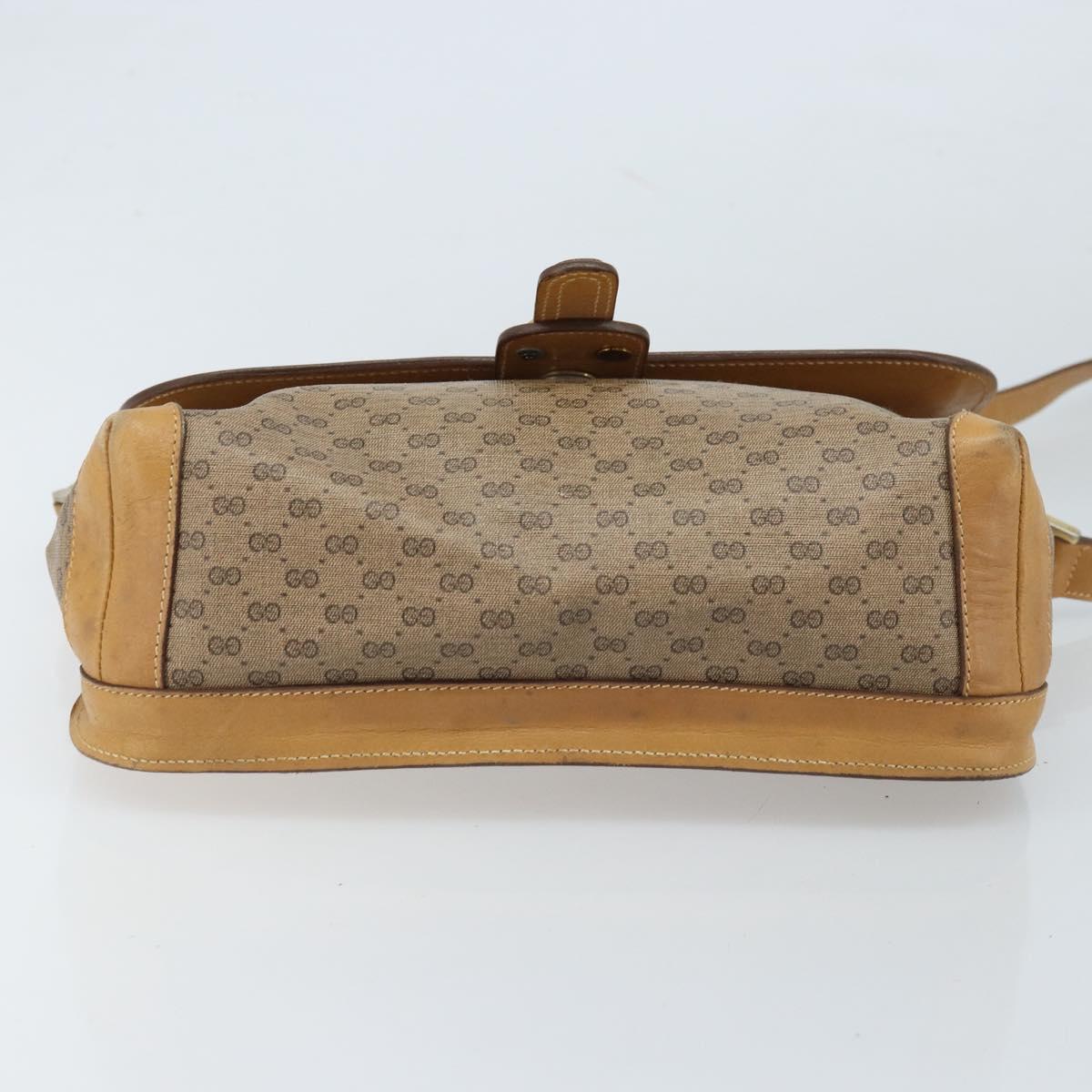 GUCCI Micro GG Supreme Shoulder Bag PVC Beige Gold Auth 173930