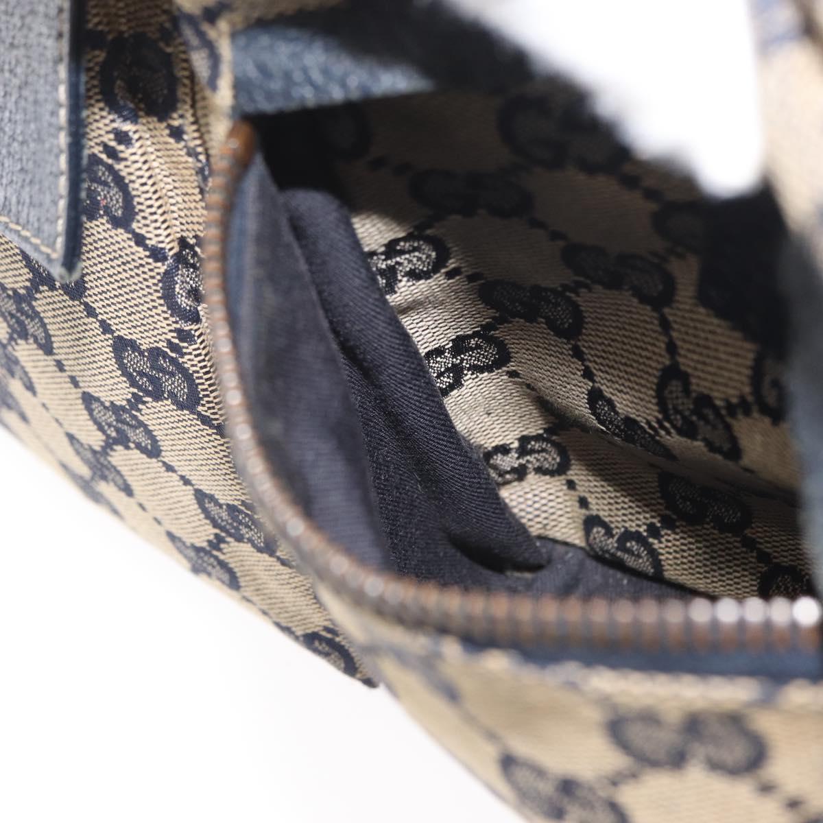 GUCCI GG Canvas Sherry Line Waist bag Navy Silver Red 28566 Auth 173931