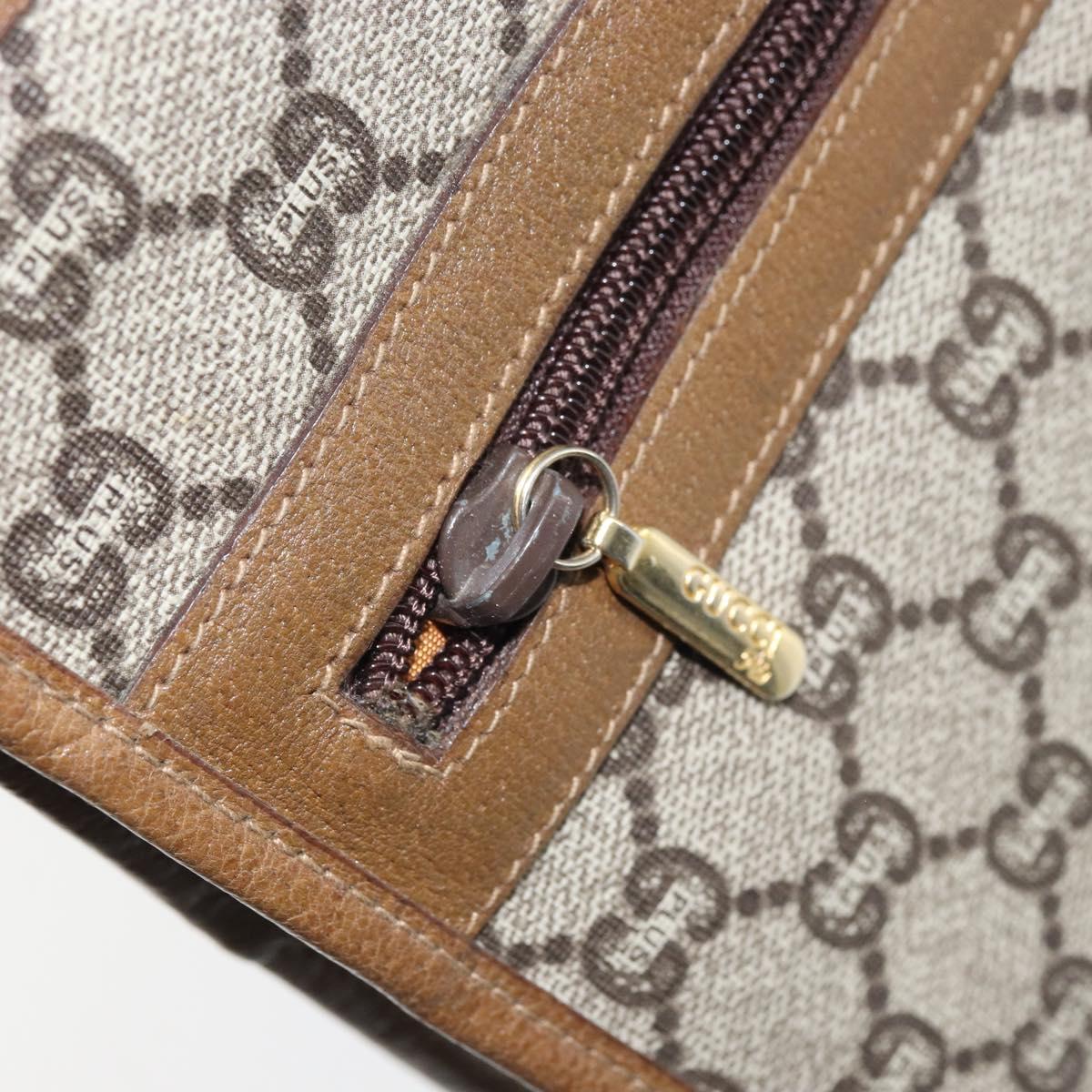 GUCCI GG Plus Supreme Clutch Bag PVC Beige Gold Auth 173932