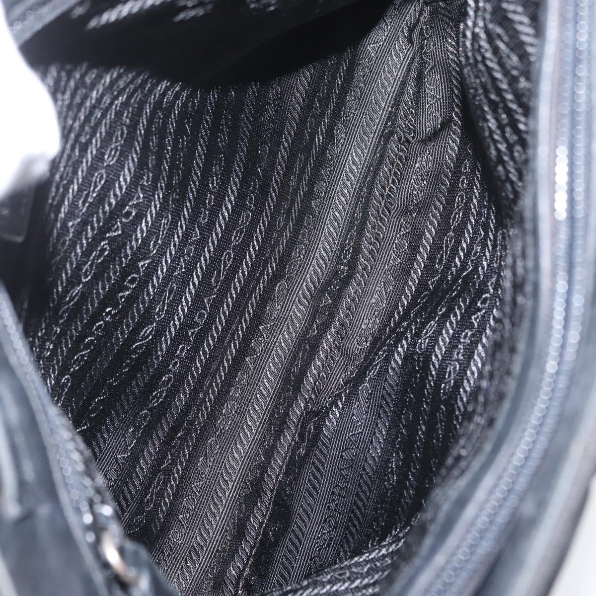 PRADA Hand Bag Nylon Black Silver Auth 173933