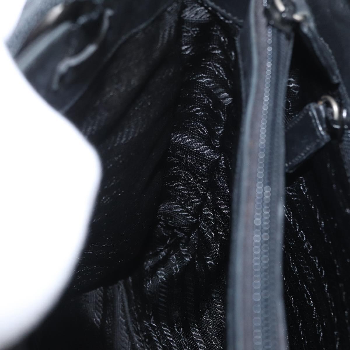 PRADA Hand Bag Nylon Black Silver Auth 173933
