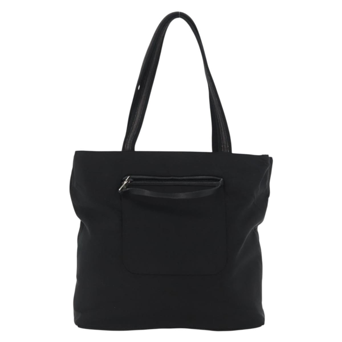 PRADA Hand Bag Nylon Black Silver Auth 173933