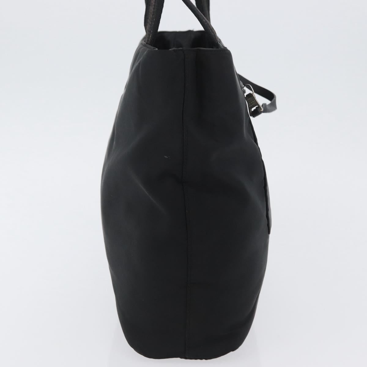 PRADA Hand Bag Nylon Black Silver Auth 173933