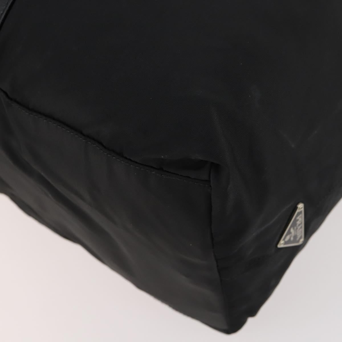 PRADA Boston Bag Nylon Black Silver Auth 173934