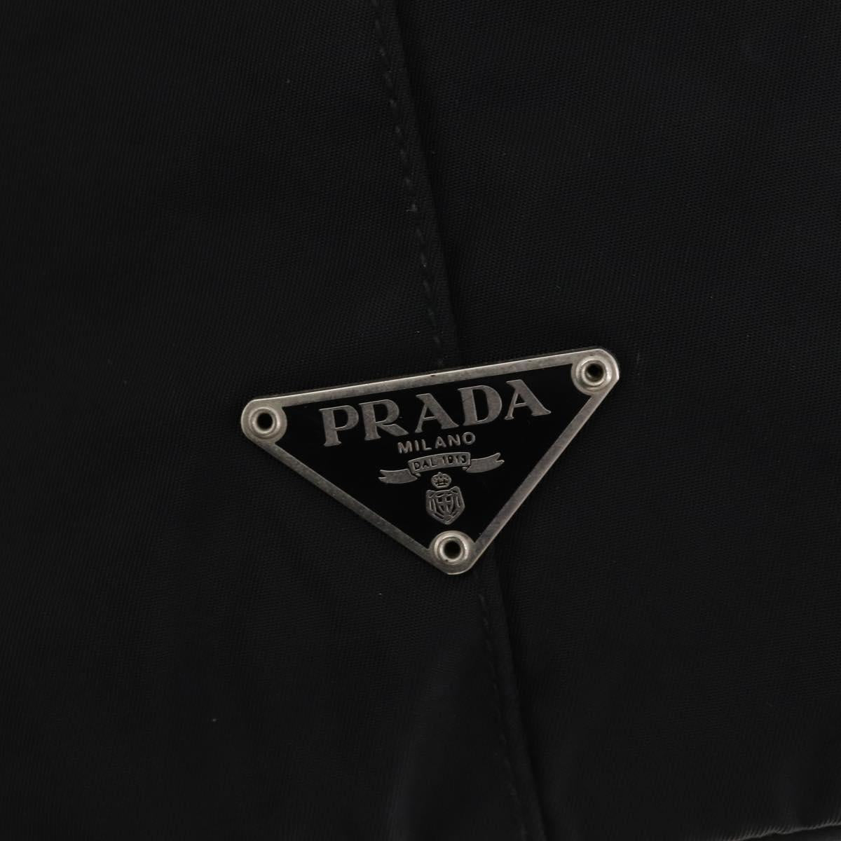 PRADA Boston Bag Nylon Black Silver Auth 173934