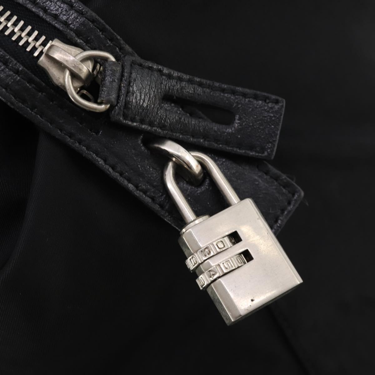 PRADA Boston Bag Nylon Black Silver Auth 173934