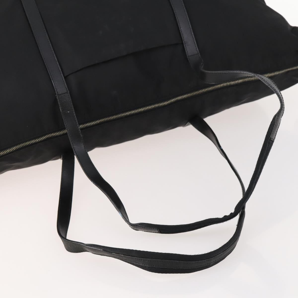 PRADA Boston Bag Nylon Black Silver Auth 173934