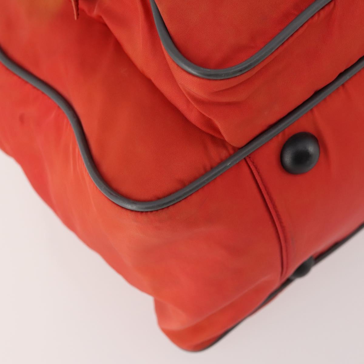PRADA Sports Boston Bag Nylon 2way Orange Silver Auth 173935
