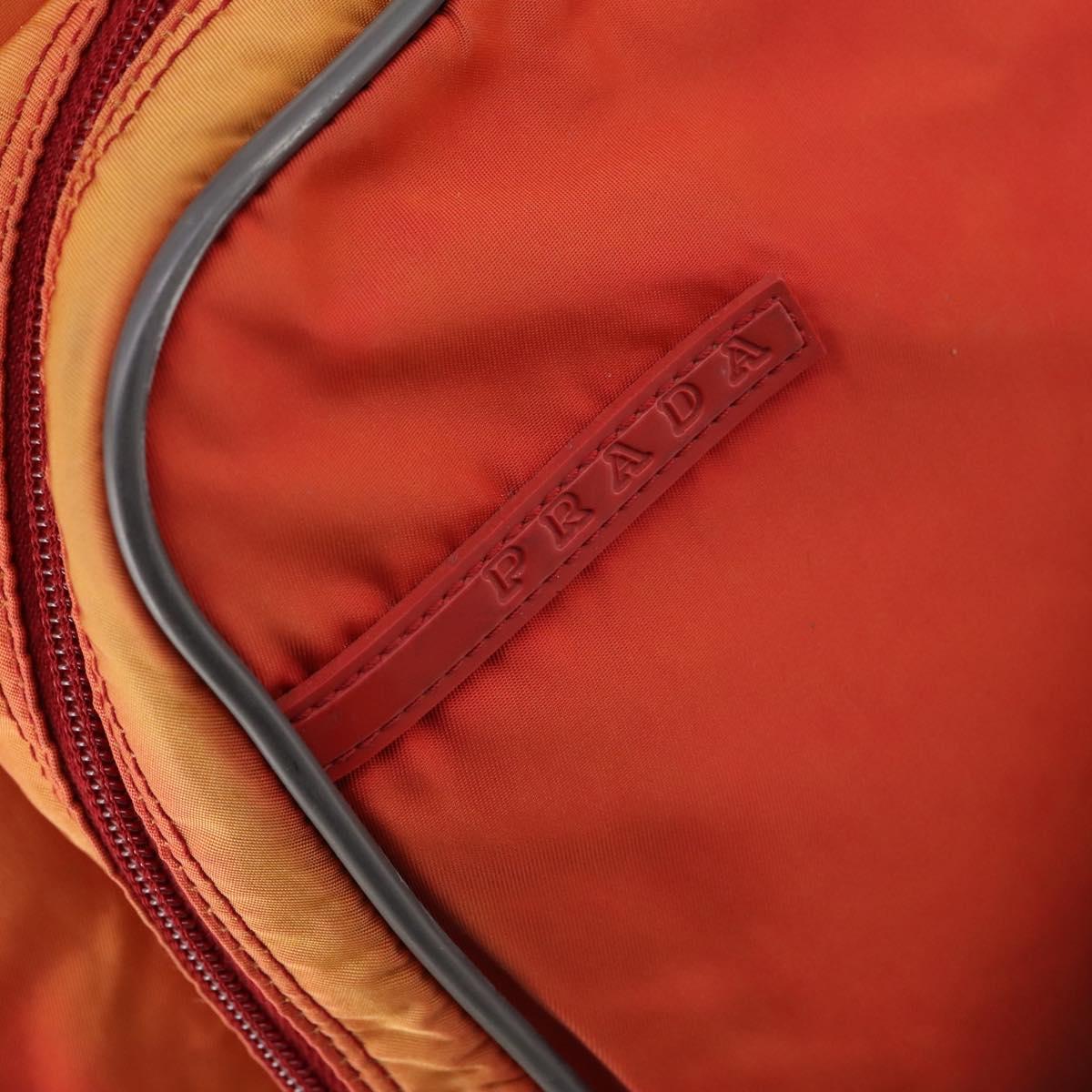 PRADA Sports Boston Bag Nylon 2way Orange Silver Auth 173935