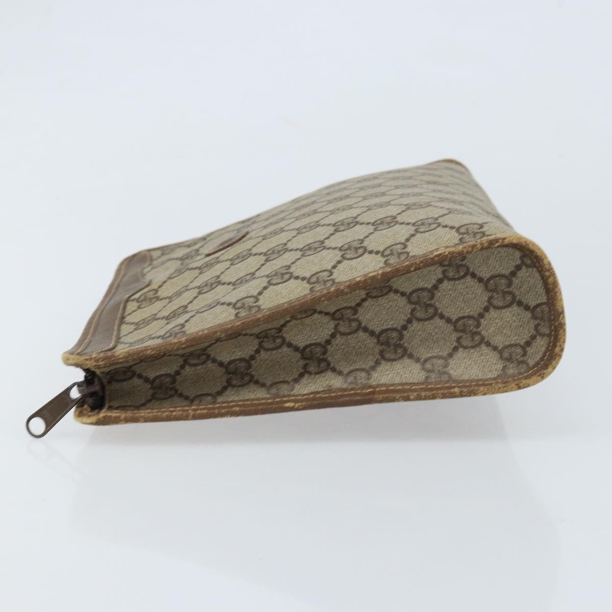 GUCCI GG Supreme Clutch Bag PVC Beige Gold 97 01 038 Auth 173939