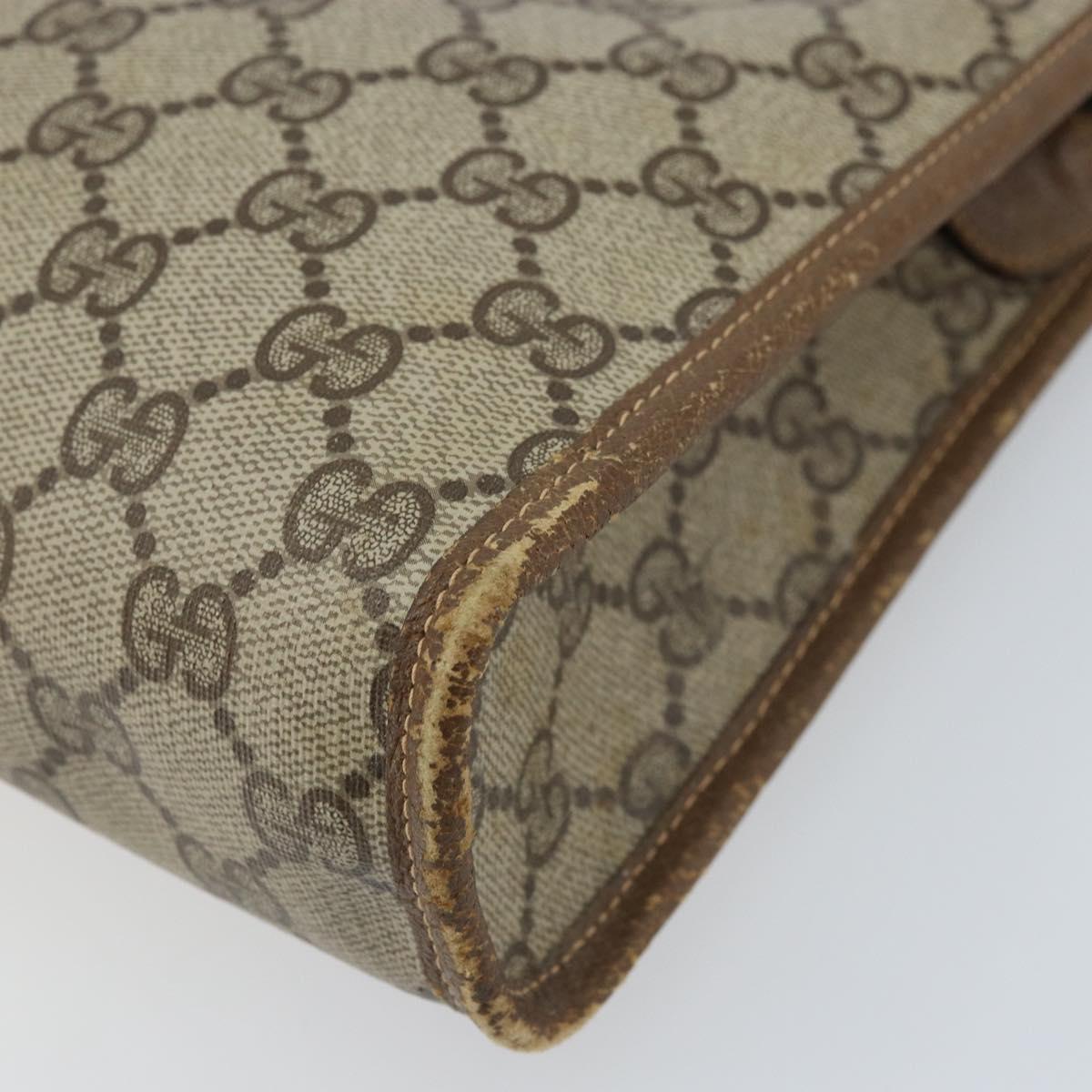 GUCCI GG Supreme Clutch Bag PVC Beige Gold 97 01 038 Auth 173939