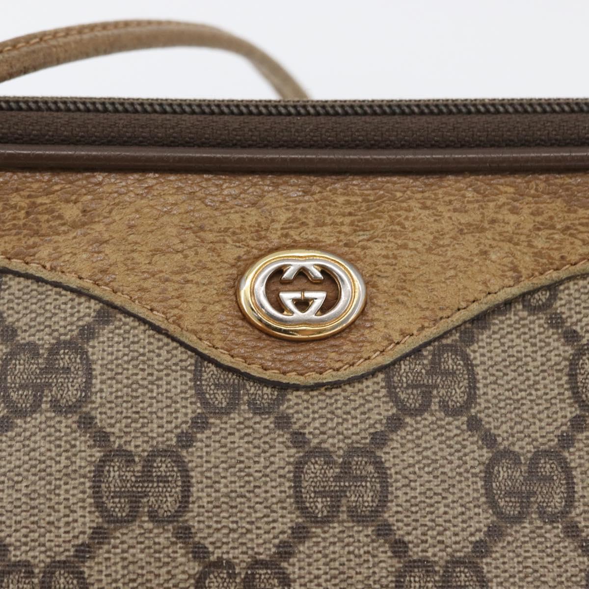 GUCCI GG Supreme Shoulder Bag PVC Beige Gold 97 02 068 Auth 173940