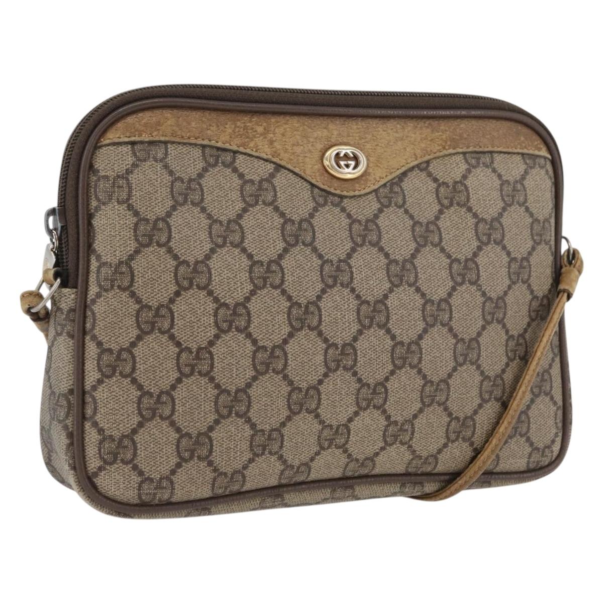 GUCCI GG Supreme Shoulder Bag PVC Beige Gold 97 02 068 Auth 173940