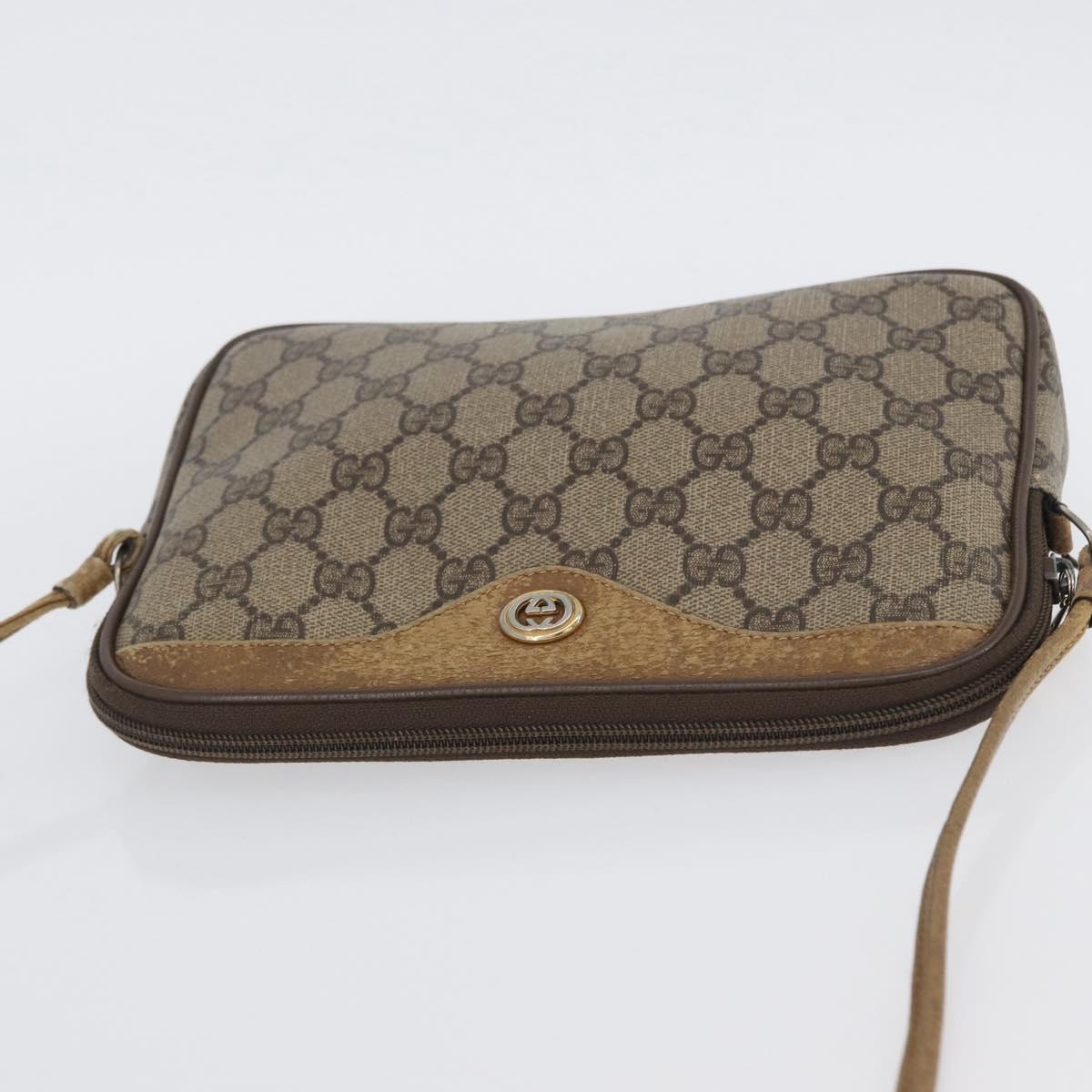 GUCCI GG Supreme Shoulder Bag PVC Beige Gold 97 02 068 Auth 173940
