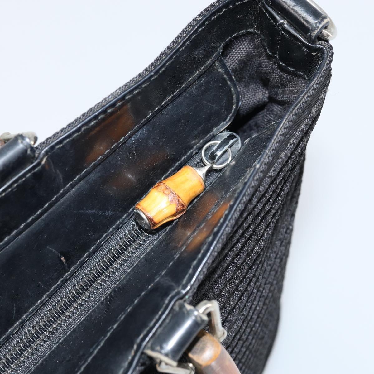 GUCCI Bamboo Hand Bag Canvas Black Silver 000 1998 0540 Auth 173942