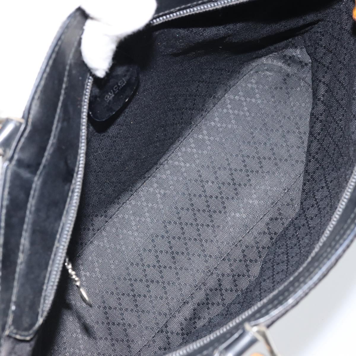 GUCCI Bamboo Hand Bag Canvas Black Silver 000 1998 0540 Auth 173942