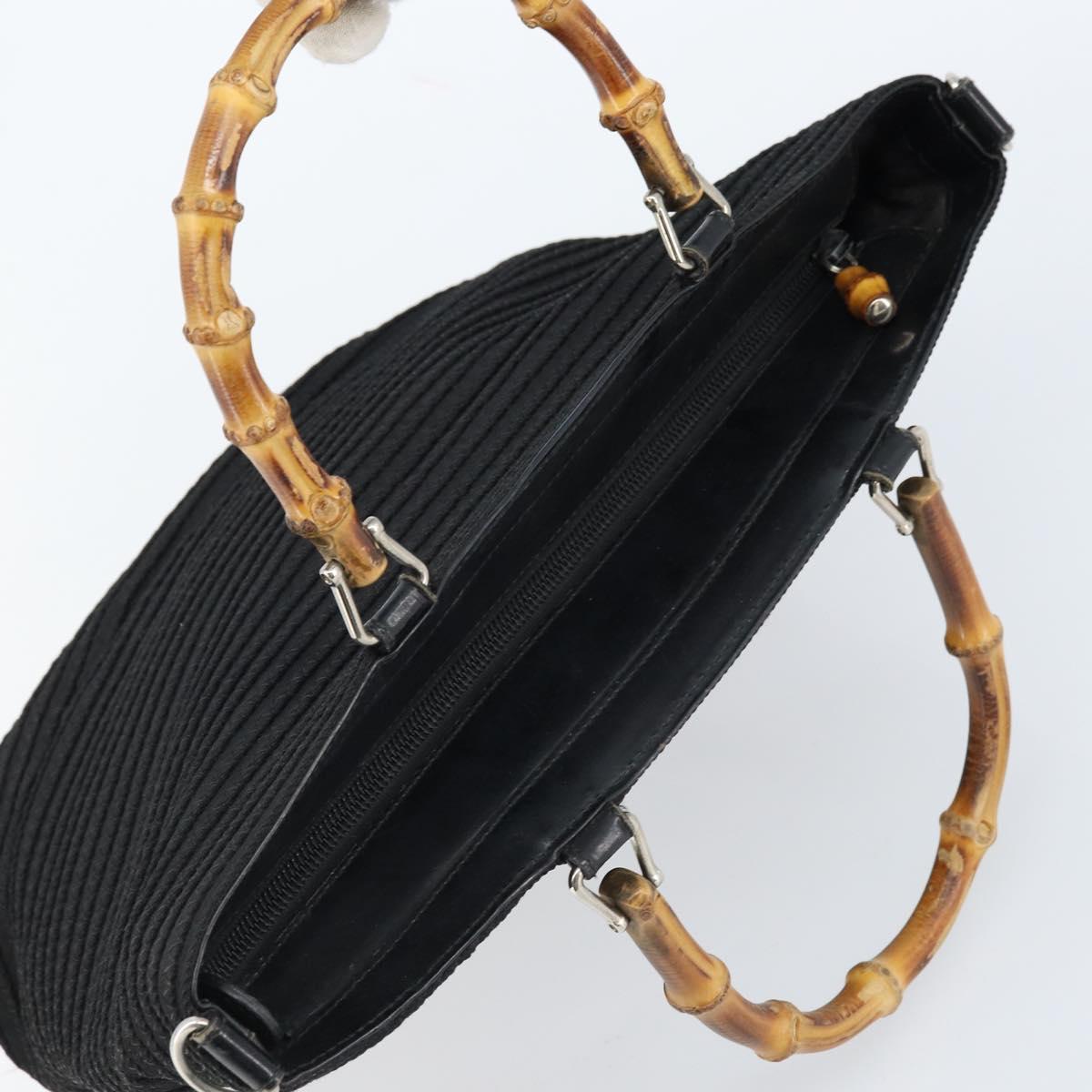 GUCCI Bamboo Hand Bag Canvas Black Silver 000 1998 0540 Auth 173942