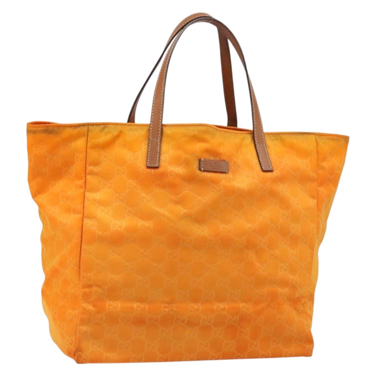 GUCCI GG Canvas Tote Bag Nylon Orange 282439 Auth 173944