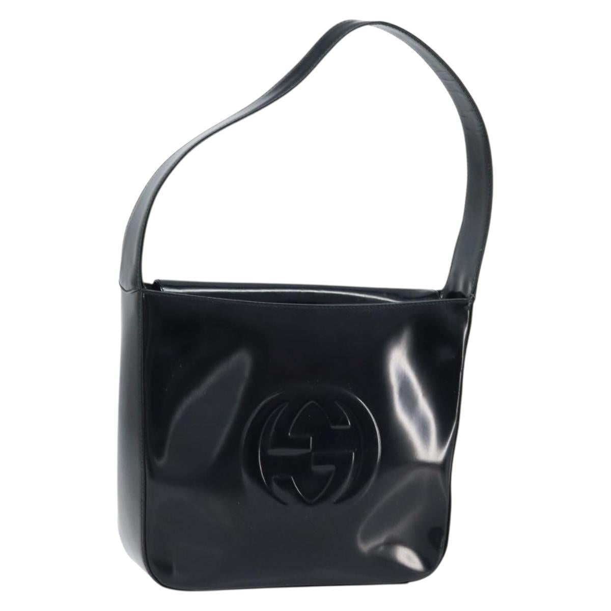 GUCCI Shoulder Bag Patent leather Black Silver 000 0506 Auth 173947
