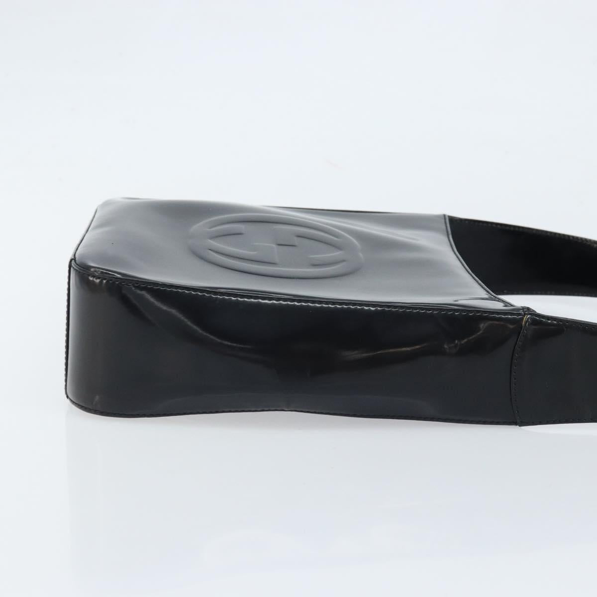 GUCCI Shoulder Bag Patent leather Black Silver 000 0506 Auth 173947