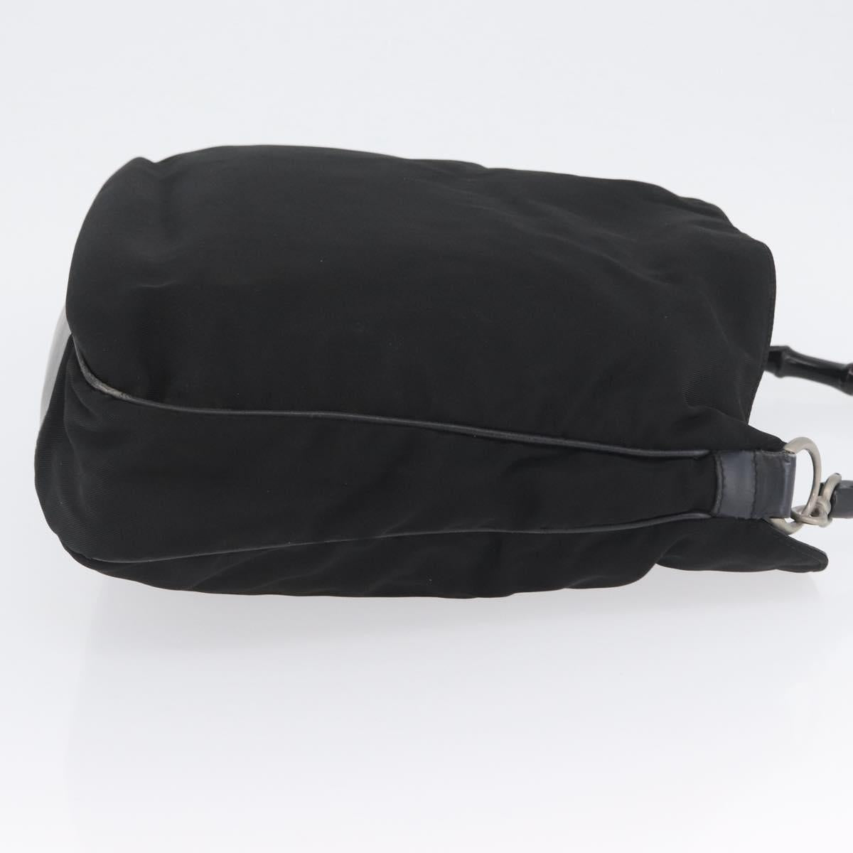 GUCCI Bamboo Shoulder Bag Nylon Black Silver 001 1577 Auth 173951
