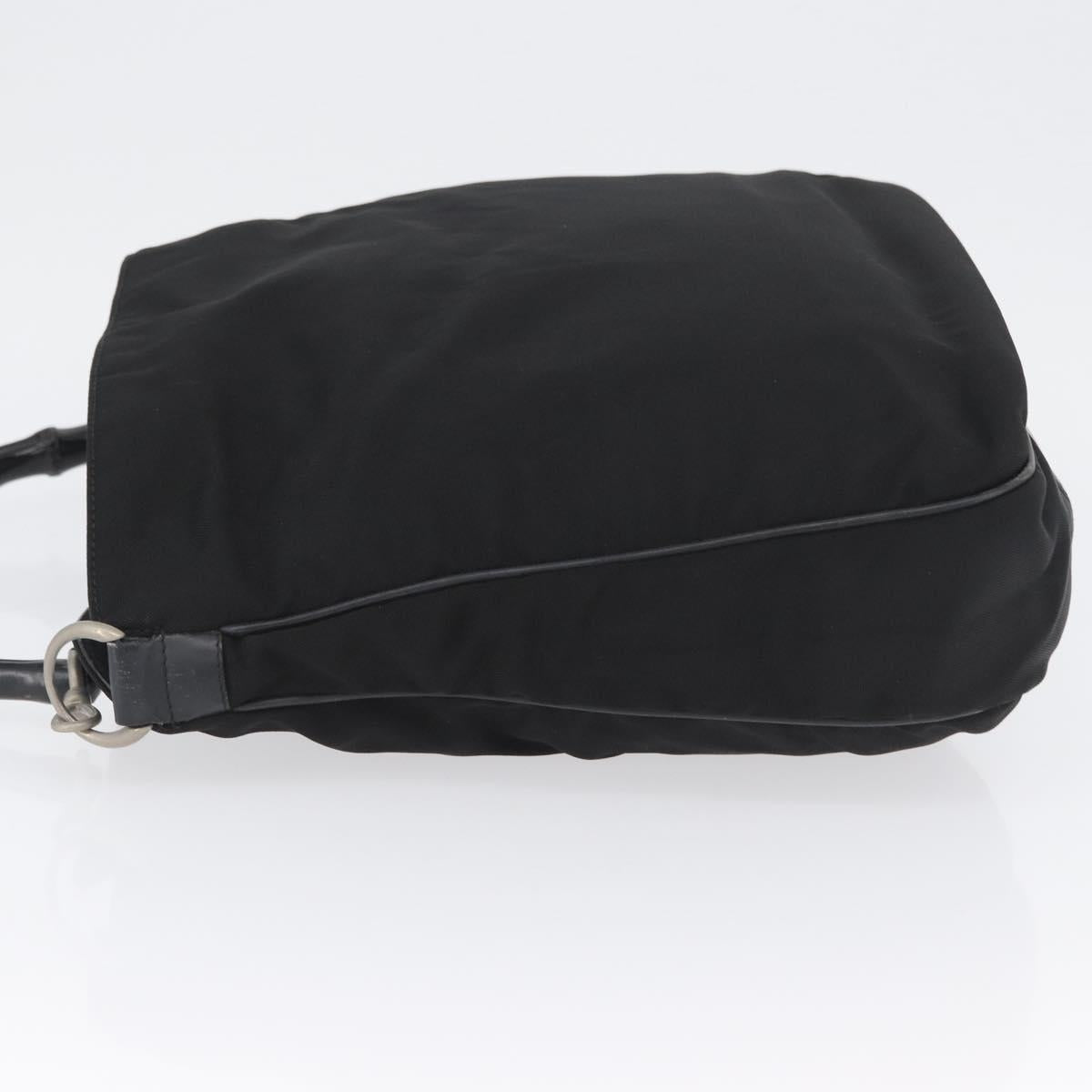 GUCCI Bamboo Shoulder Bag Nylon Black Silver 001 1577 Auth 173951