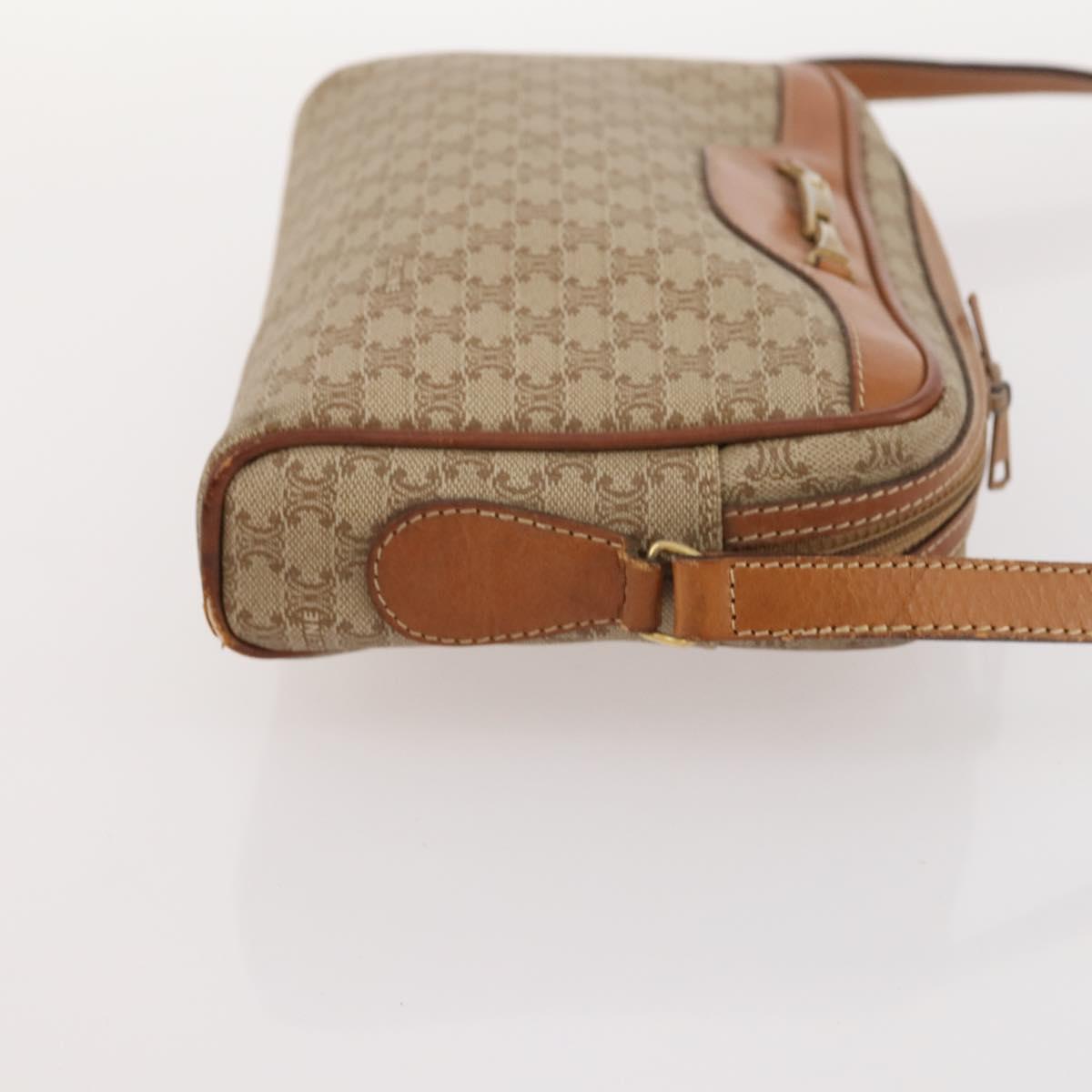 CELINE Macadam Canvas Shoulder Bag PVC Leather 2 Set Beige Auth 173954