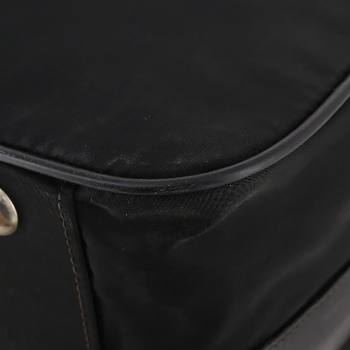 PRADA Boston Bag Nylon Black Silver Auth 173960A