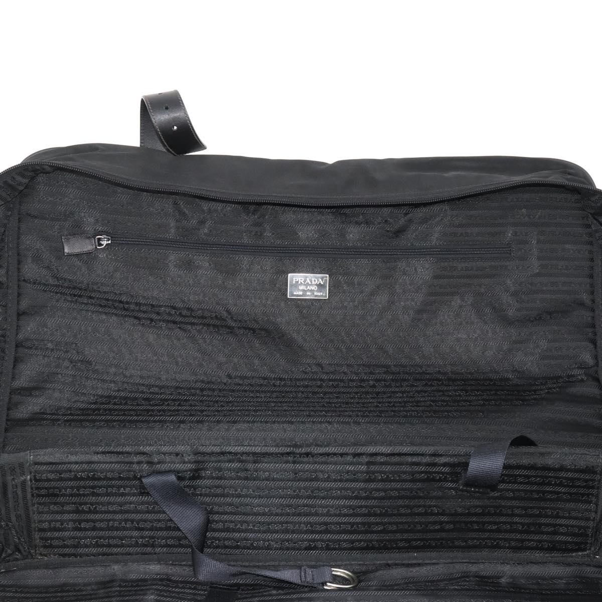 PRADA Boston Bag Nylon Black Silver Auth 173960A