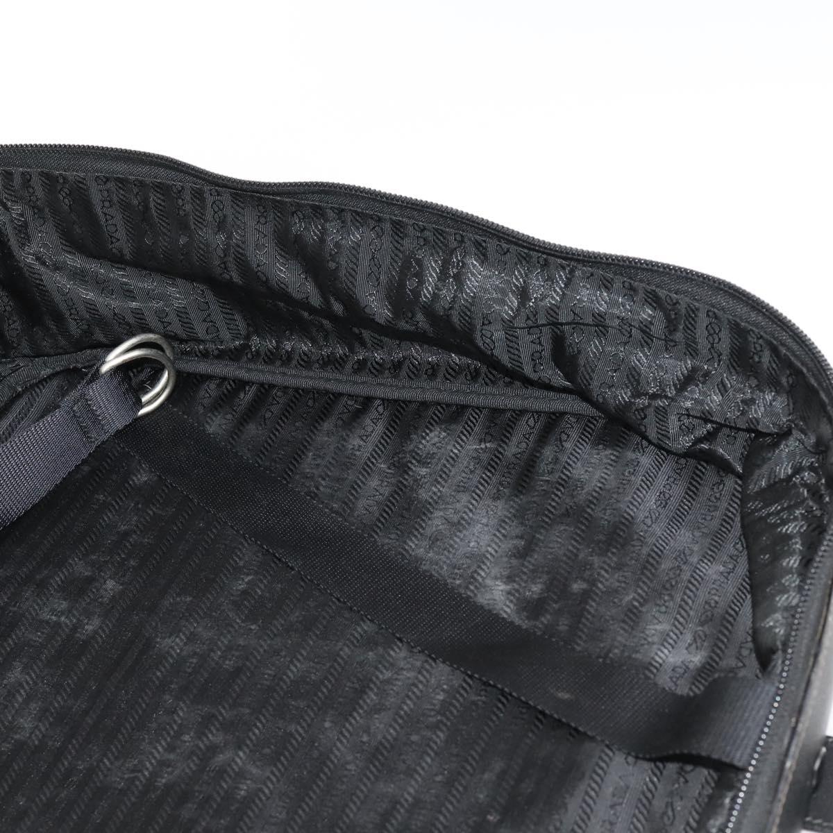 PRADA Boston Bag Nylon Black Silver Auth 173960A