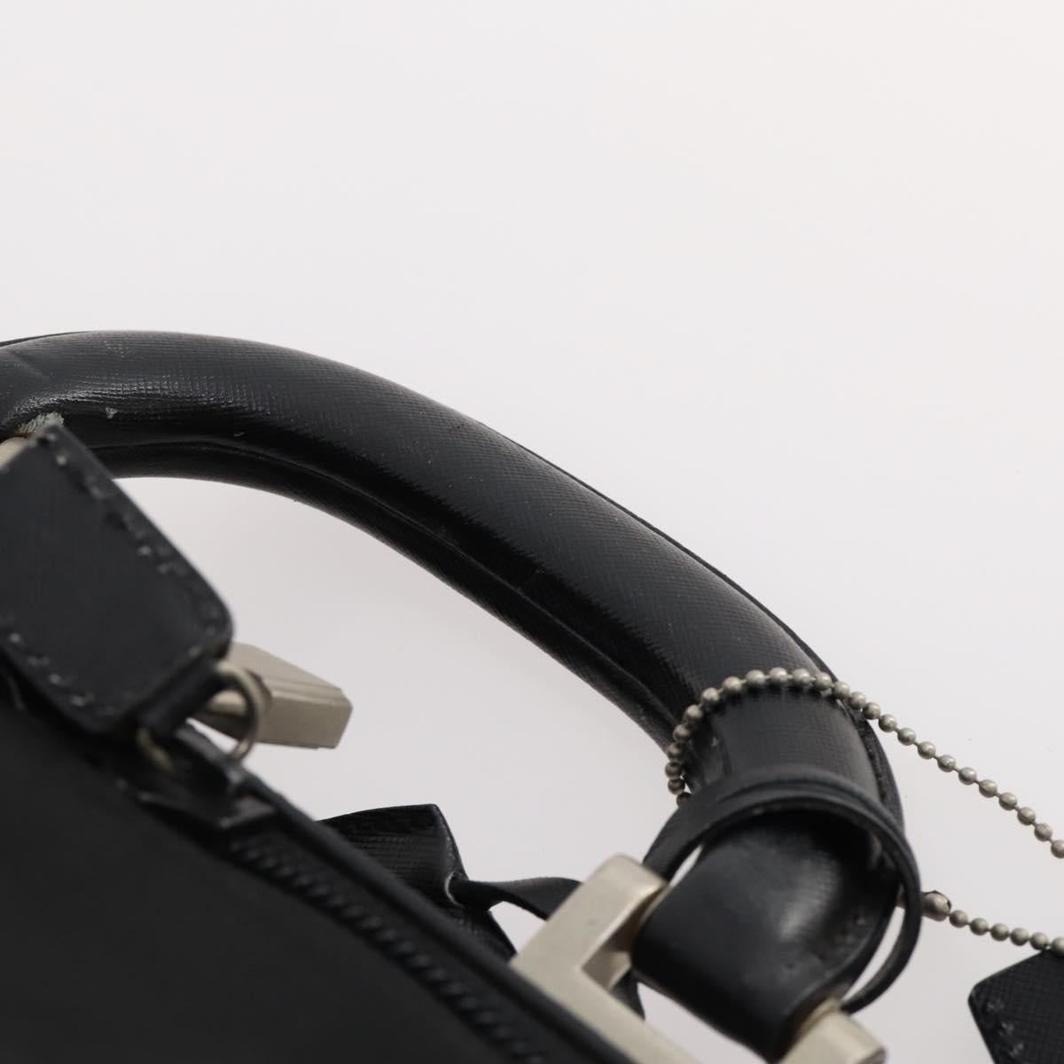 PRADA Boston Bag Nylon Black Silver Auth 173960A