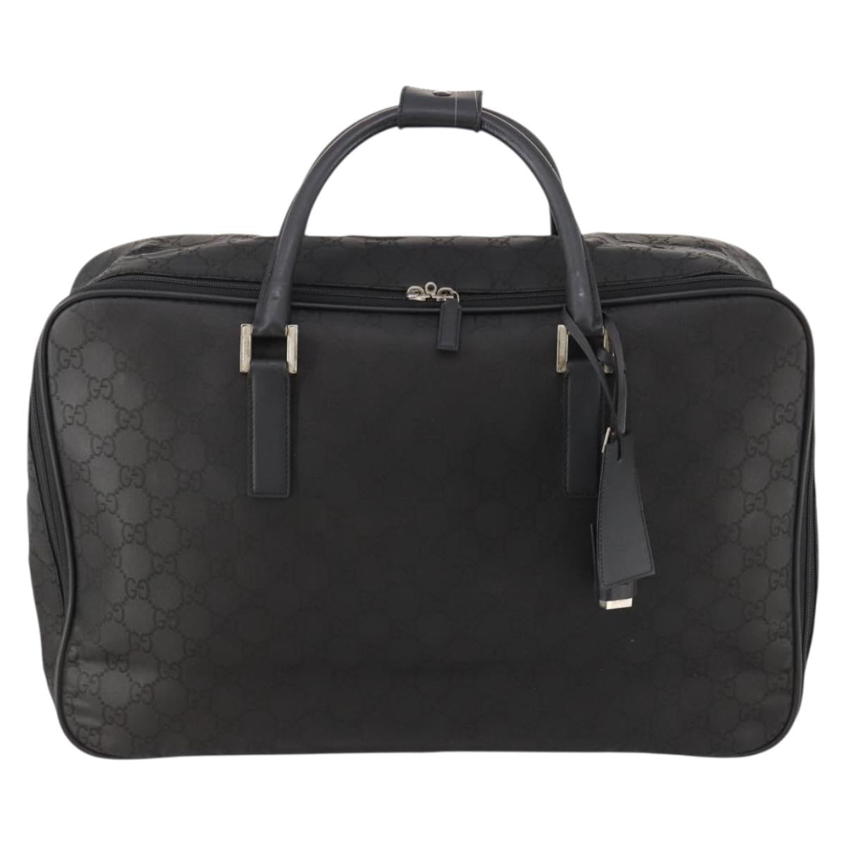 GUCCI GG Canvas Boston Bag Black Silver Auth 173961