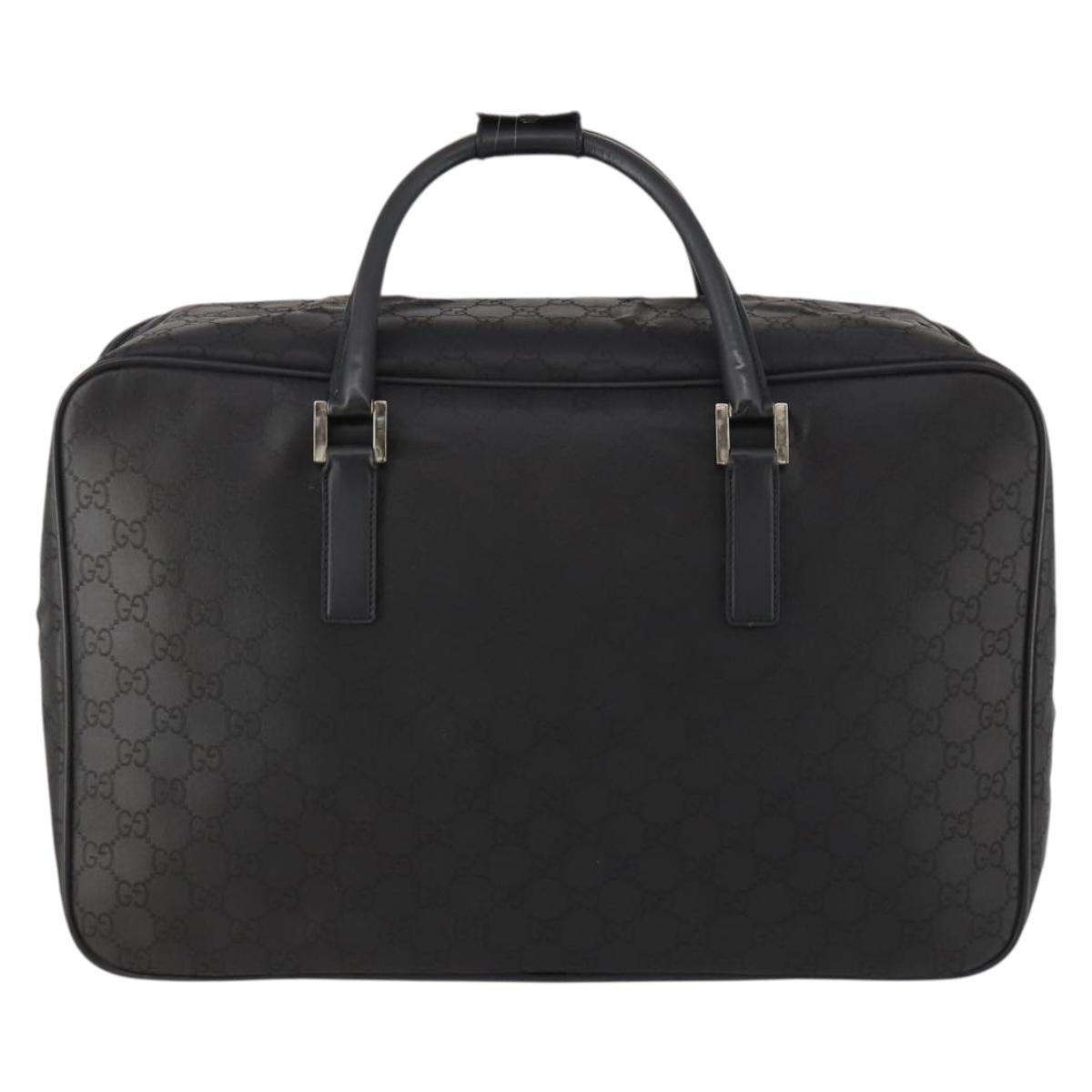 GUCCI GG Canvas Boston Bag Black Silver Auth 173961