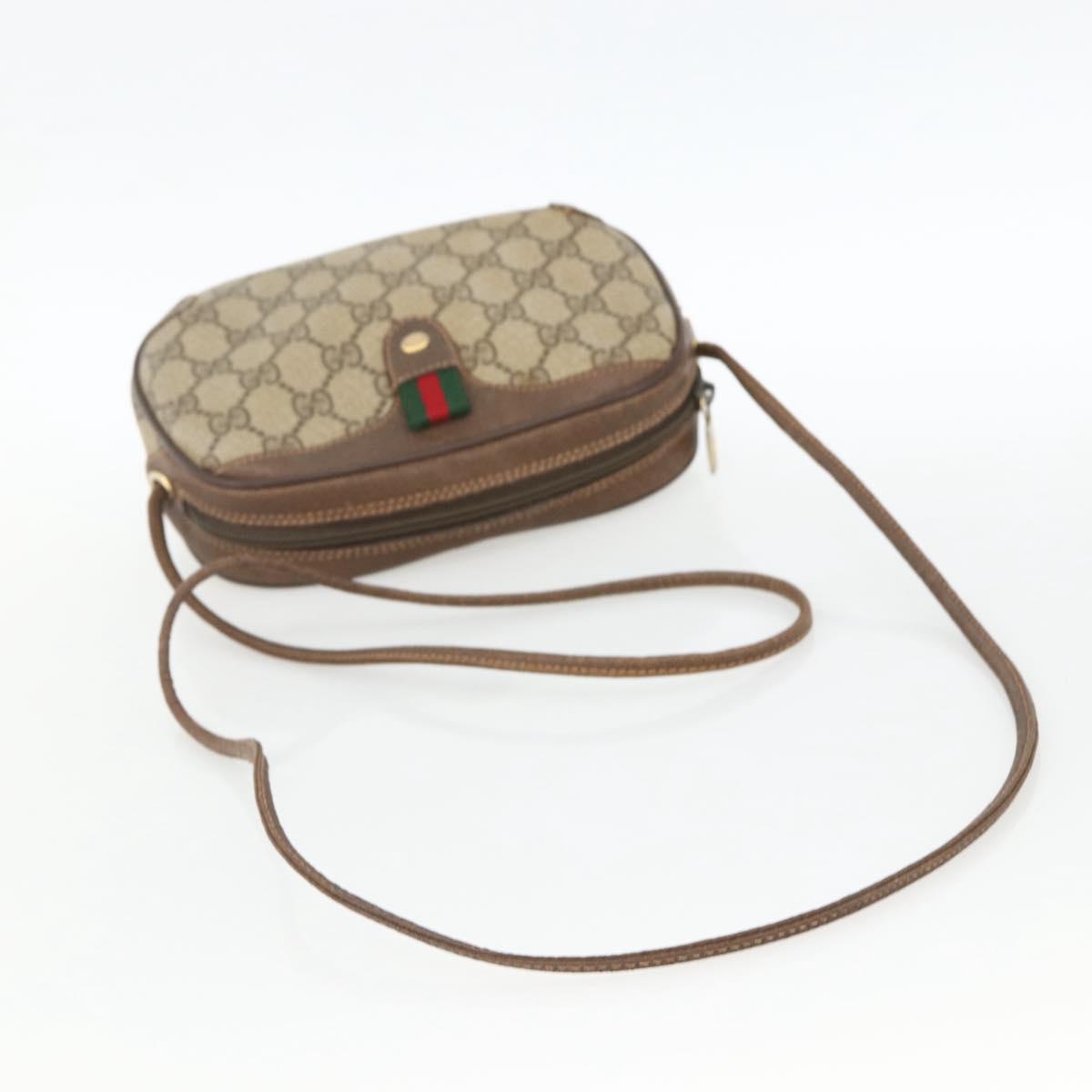 GUCCI GG Supreme Web Sherry Line Bag PVC Beige Gold 89 02 066 Auth 173966