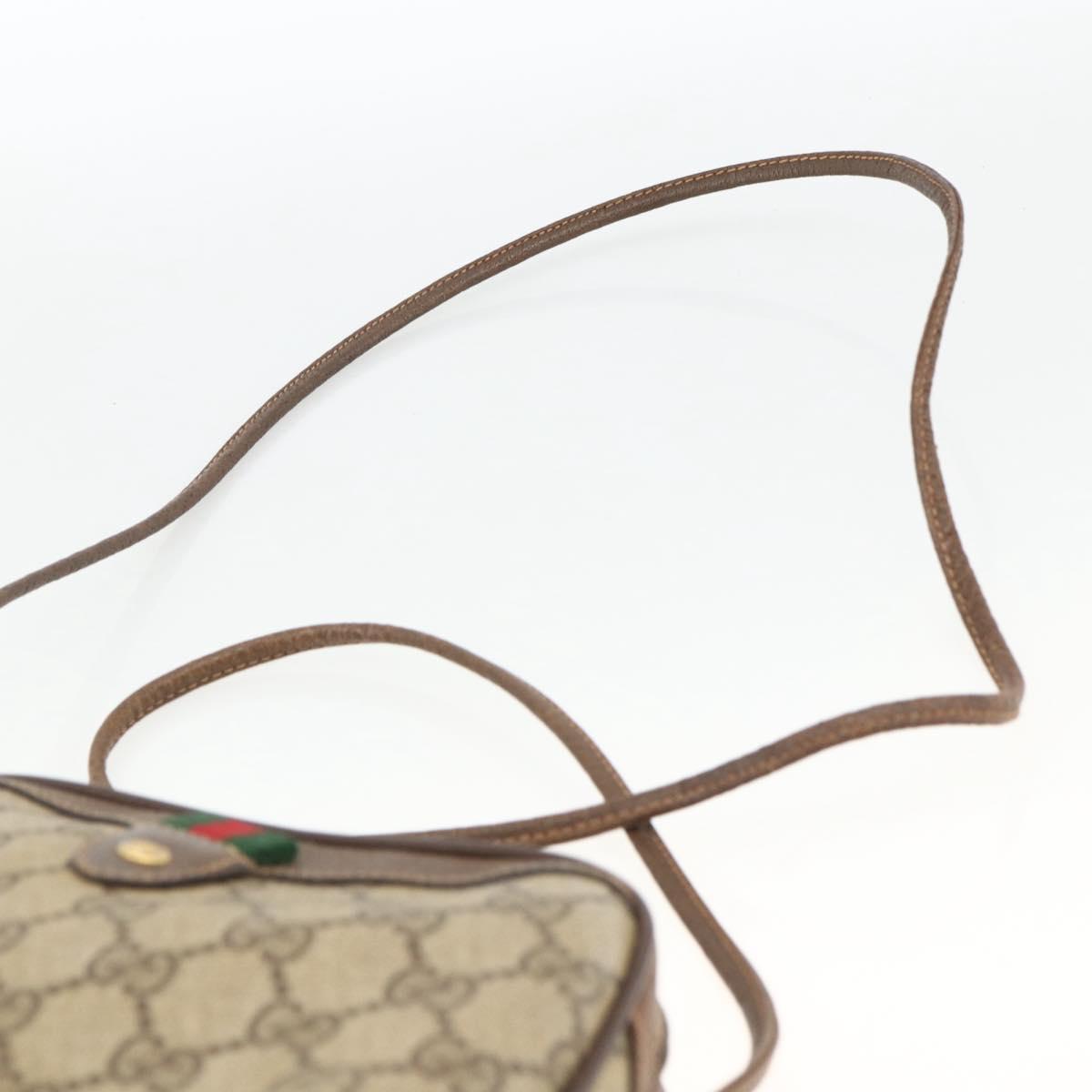 GUCCI GG Supreme Web Sherry Line Bag PVC Beige Gold 89 02 066 Auth 173966