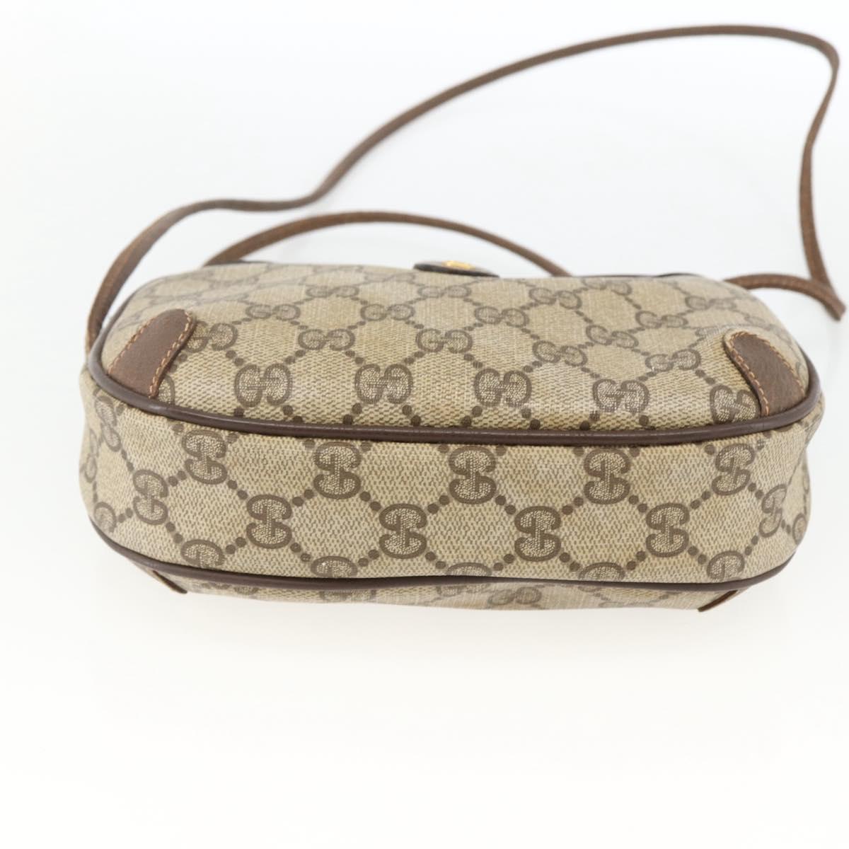 GUCCI GG Supreme Web Sherry Line Bag PVC Beige Gold 89 02 066 Auth 173966