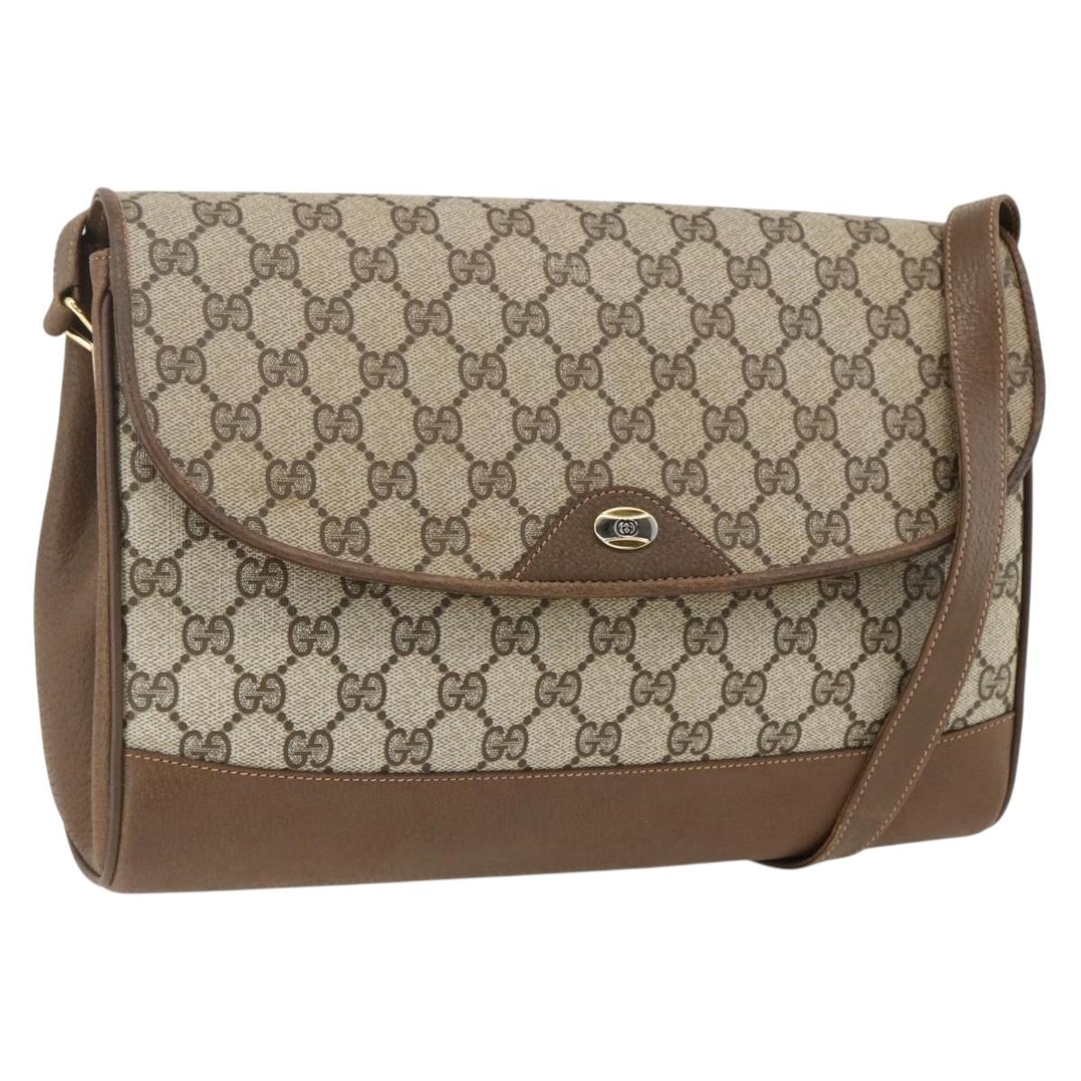 GUCCI GG Supreme Shoulder Bag PVC Leather Beige Gold 116 02 067 Auth 173967
