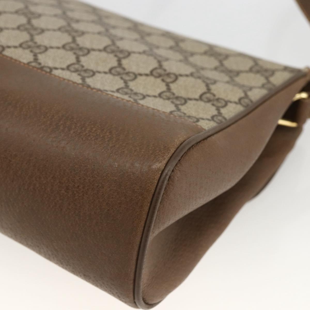 GUCCI GG Supreme Shoulder Bag PVC Leather Beige Gold 116 02 067 Auth 173967